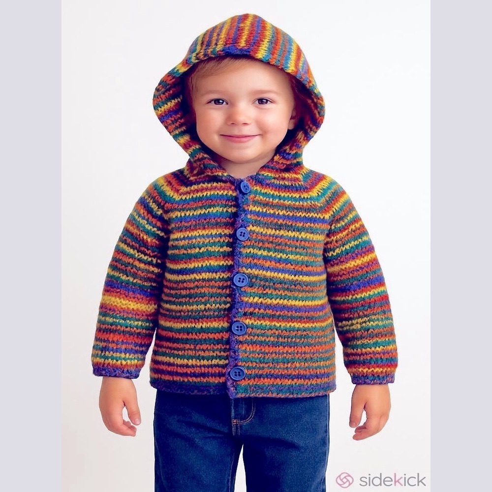 Vintage Striped Hooded Sweater Crochet Knit